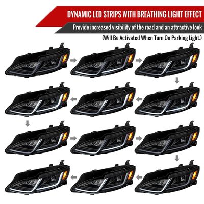 2019-2024 Chevy Malibu Sequential LED Turn Signal Projector Headlights Smoke