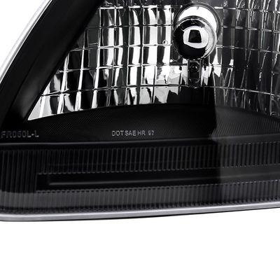 1997-2004 Ford F-150/Expedition Factory Crystal Headlights Matt Black/Clear