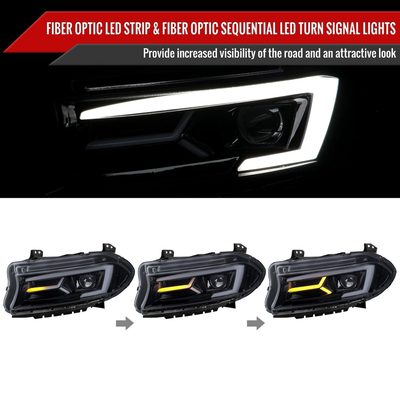 2015-2023 Dodge Charger LED Projector Headlights LED Turn Signal Smoke