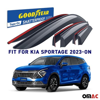 Goodyear Wind Deflectors for Kia Sportage 2023-2025 Tape-On Premium Smoke 6 pcs