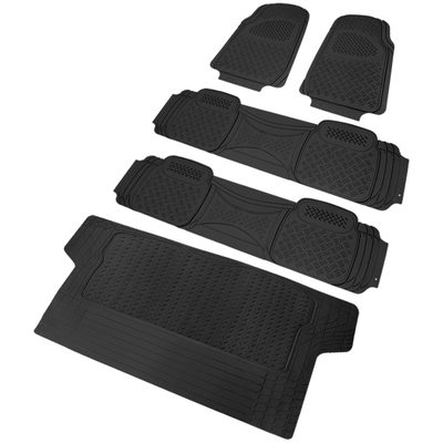 Universal fit Rubber Car Floor Mats Trunk Cargo Liner All Weather 5Pcs Black