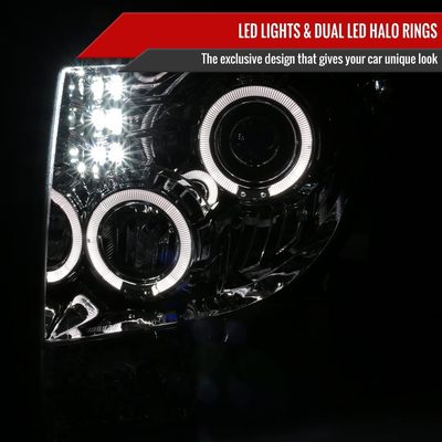 2009-2014 Ford F-150 Dual Halo Projector Headlights Chrome/Clear Lens