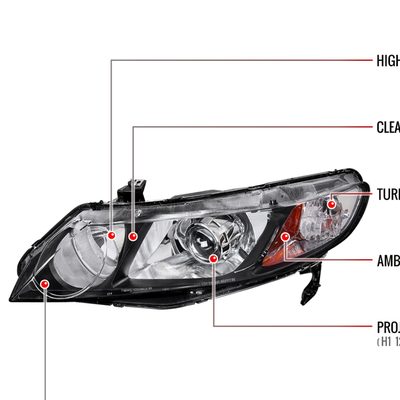 2006-2011 Honda Civic Sedan Retro Style Projector Headlights Matte Black/Clear