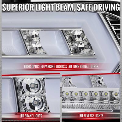 For Chevrolet Camaro 2014-2015 Full Red LED Sequential Tail Light Chrome Housing Clear Lens