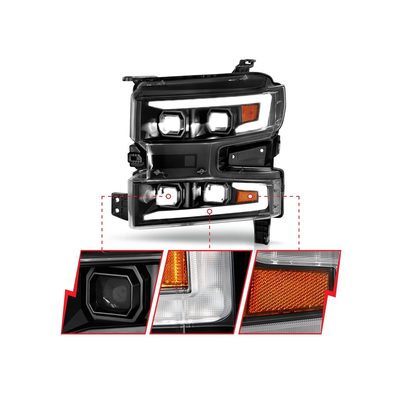 Anzo Black Sequential Signal DRL Projector Headlights 111566