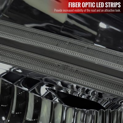 2005-2007 Ford F250/350/450 SuperDuty Dual LED C-Bar Factory Headlights Smoked