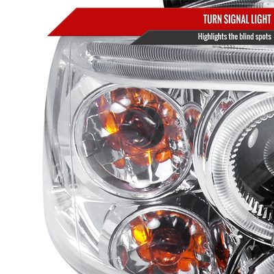 2004-2008 Chevy Aveo Dual Halo Projector Headlights Chrome/Clear Lens