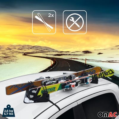 2 Pieces Magnetic Ski Snowboard Racks Roof Mount Car Carrier Black