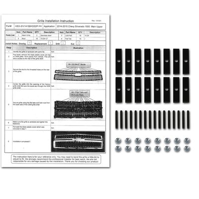 2014-2015 Chevy Silerado 1500 Rivet Style Black S.Steel 2PC Mesh Grille Insert