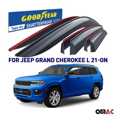 Goodyear Wind Deflectors for Jeep Grand Cherokee L 2021-2025 Tape-On Smoke 6 pcs