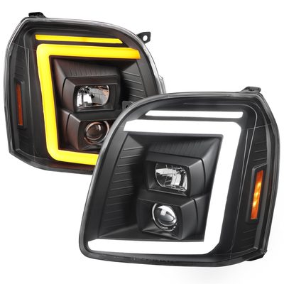 2007-2014 GMC Yukon/XL 1500/XL 2500 LED Turn Signal Projector Headlights Black