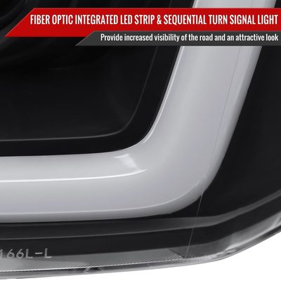 2004-2015 Nissan Titan / 04-2007 Armada LED C-Bar Headlights Signal Black