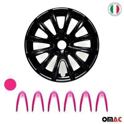 Bicolo Hub Caps Wheel Cover 16" Black & Violet Full Set 4 pcs.