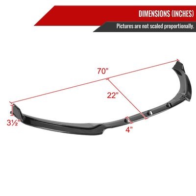 2017-2018 Hyundai Elantra Glossy Black Polypropylene 3Pcs Bumper Lip