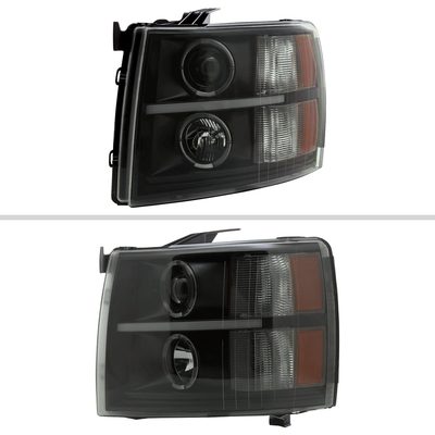 2007-2013 Chevy Silverado 1500 2500 3500 LED Dual Halo Headlights Black