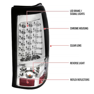 2003-2006 Chevrolet Silverado LED Tail Lights Chrome Housing/Clear Lens