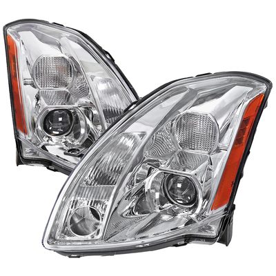 2004-2006 Nissan Maxima Projector Headlights w/ Amber Reflectors Chrome/Clear