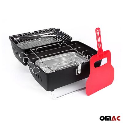 Charcoal Grill Portable Grill Garden Outdoor Black Picnic Grill 13 Pcs BBQ