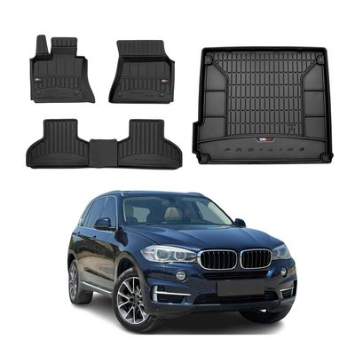 2014-2018 BMW X5 F15 F85 Premium Floor Mats & Cargo Liner Full Set All Weather Heavy Duty Black