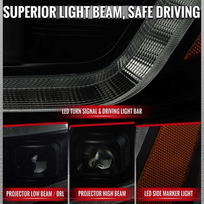 For Chevrolet Colorado 2015-2022 Headlights LED DRL Light Strip Turn Signal Side Marker Black Housing Smoked Lens