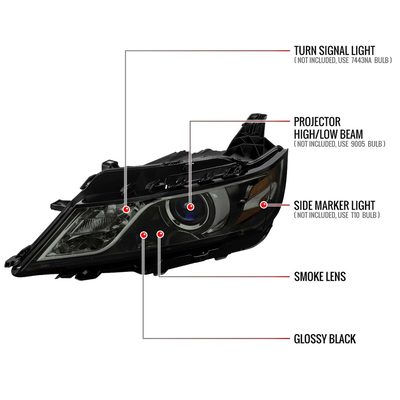 For Chevrolet Impala 2014-2020 Factory Style Projector Headlights Glossy Black Housing Smoked Lens