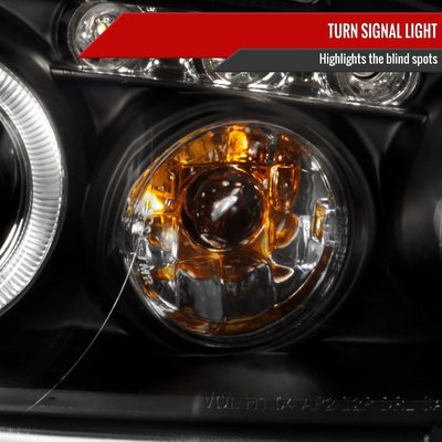 2004-2007 Chevy Malibu Dual Halo Projector Headlights Matte Black/Clear Lens