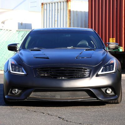 For Infiniti G37 2008-13 / Q60 Coupe 2014-15 LED Triple Projector Headlights Sequential Matte Black Clear Lens Switchback