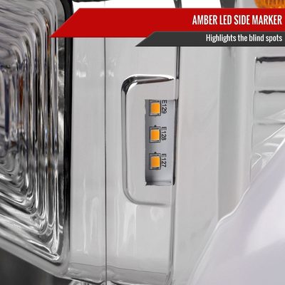 2017-2019 Ford F-250 F-350 F-450 F-550 LED C-Bar Projector Headlights Chrome