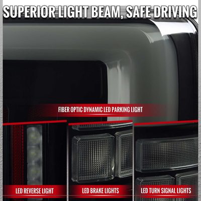 For Ford F-150 2021-2023 Full LED Tail Light Halogen Bulb Blind Spot Model Smoked Lens White Light Bar