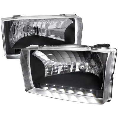 1999-2004 Ford F-250/350/450/550/Excursion Factory Headlights LED Light Black