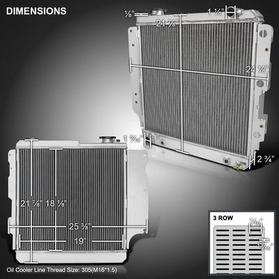 1987-2006 Jeep Wrangler TJ YJ 2.4L/4.2L Alu 3-Row Performance Radiator
