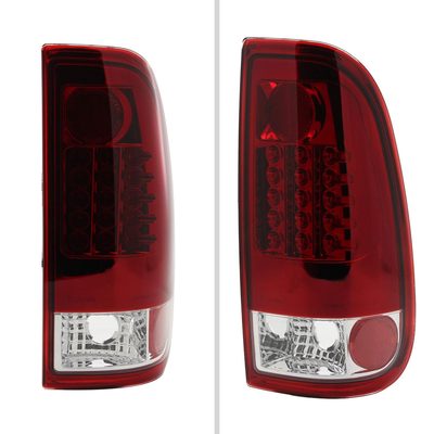 1997-2007 Ford F-150/F-250/350/450/550 Styleside LED Tail Lights Chrome/Red