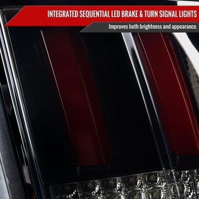 1999-2004 Ford Mustang Red Marker LED Tail Lights Glossy Black/Smoke