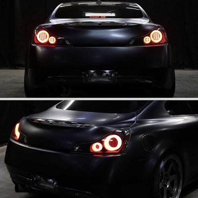 For Infiniti G37 2008-13 / Q60 Coupe 2014-15 LED Tail Lights Switchback Sequential Turn Signals Black Housing Smoked Lens
