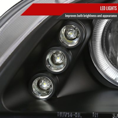 1998-2002 Honda Accord Dual Halo Projector Headlights Matte Black/Clear Lens