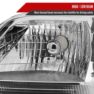 1997-2004 Ford F-150/Expedition Factory Style Crystal Headlights Chrome/Clear