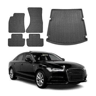 2012-2018 Audi A6 S6 Sedan Floor Mats & Cargo Liner Full Set All Weather Black