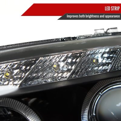 2004-2013 BMW E81 E82 E87 E88 Dual Halo Projector Headlights LED Light Black