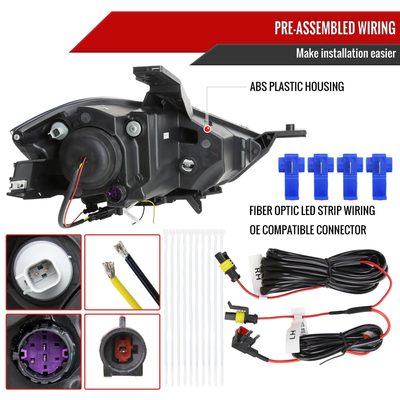 2013-2016 Dodge Dart Sequential Animated LED Bar Projector Headlights Chrome