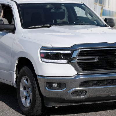 2019-2024 Dodge RAM 1500 Sequential LED Turn Signal Projector Headlights Black