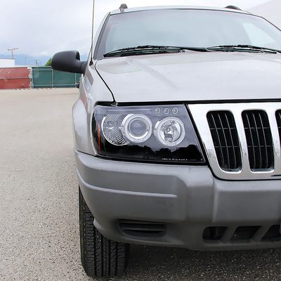 1999-2004 Jeep Grand Cherokee Dual Halo Projector Headlights Matte Black/Clear
