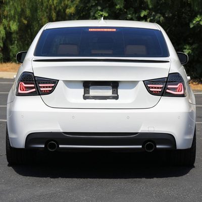 2009-2011 BMW E90 3-Series 4Dr Sedan Red LED Tail Light Matte Black/Clear Lens