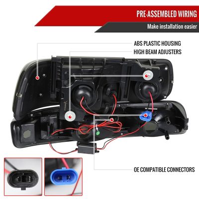 1999-2002 Chevy Silverado/ Tahoe Suburban Headlights Bumper Lights Black Smoke
