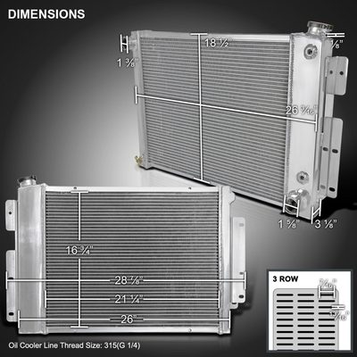 1967-1969 Chevy Camaro/ Pontiac Firebird V8 MT Alu 3-Row Performance Radiator