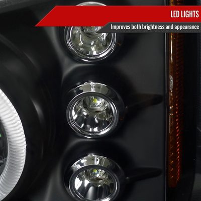 2002-2006 Chevy Avalanche/03-2007 Silverado Dual Halo Projector Headlights Black