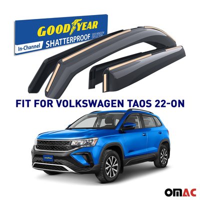 Goodyear Wind Deflectors for Volkswagen Taos 2022-2025 In-channel Smoke 4 pcs