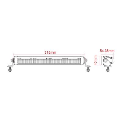 Barra de 12" GR Stealth Slim Flash Series Orientacion Trasera