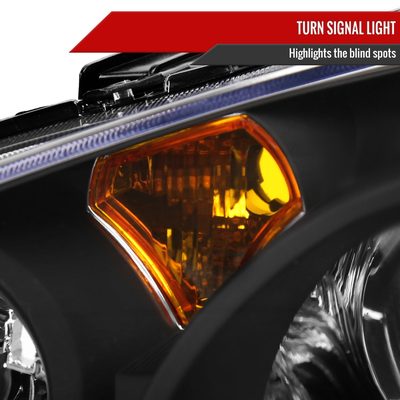 2002-2004 Acura RSX Retro Projector Headlights Amber Reflectors Matt Black
