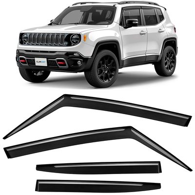 Clim Art Wind Deflectors for Jeep Renegade 2015-2023 Tape-On Dark Smoke 4Pcs