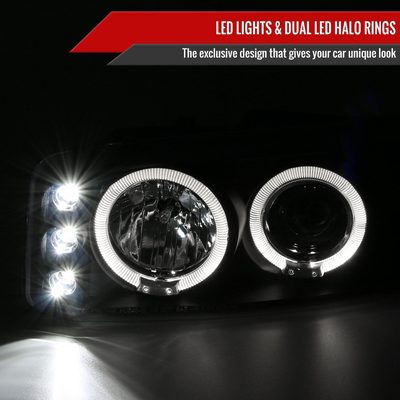 1999-2006 GMC Sierra/Yukon/Yukon XL Dual Halo Projector Headlights Matt Black